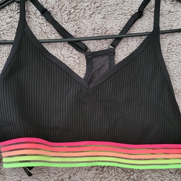PINK Victoria's Secret Other - PINK Victoria's Secret Black Sports Bra with Neon Stripes